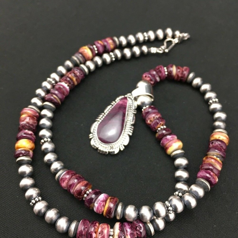 Women's Gift Navajo Purple Necklace Pendant Ln 22 - Picture 6 of 12